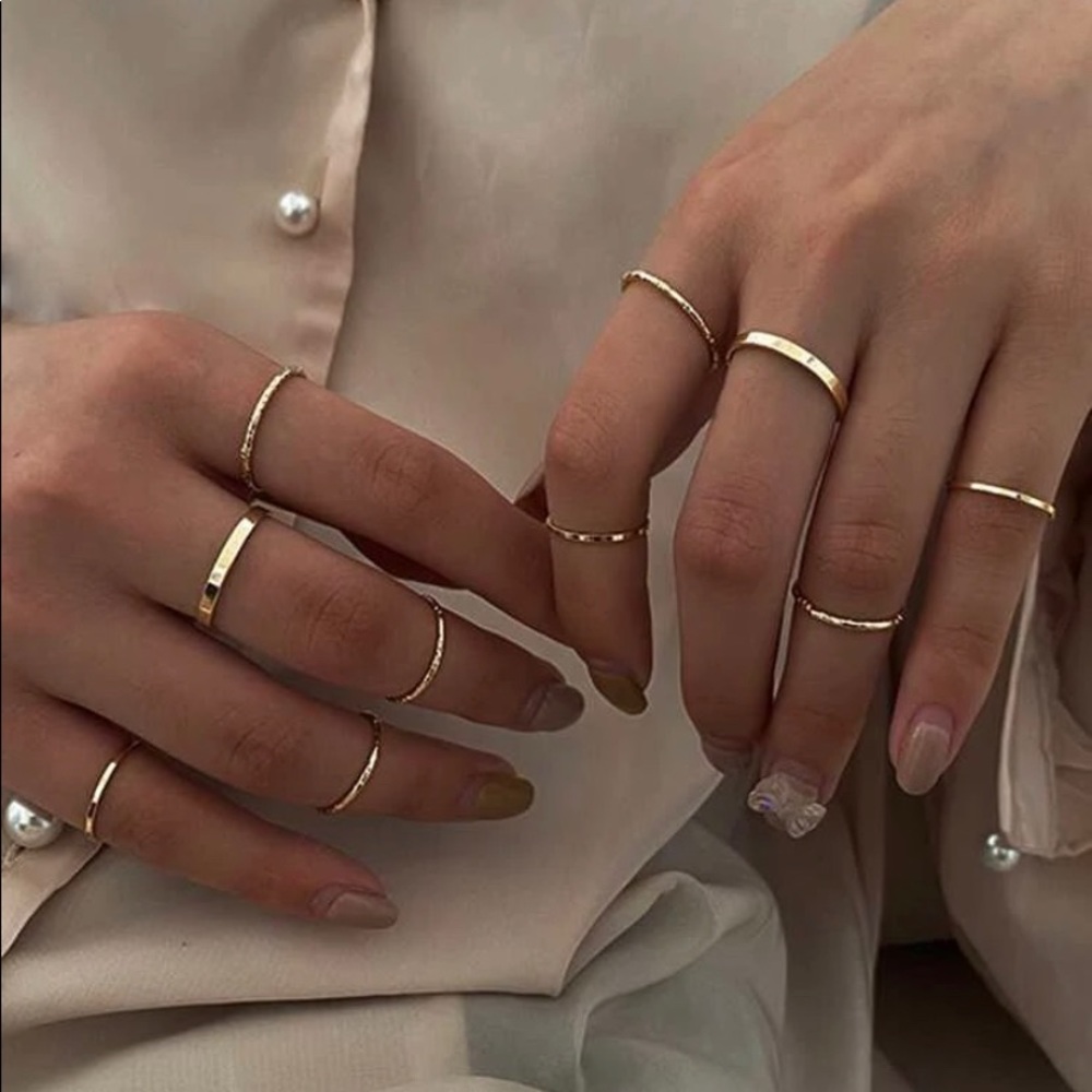 10pc Gold Minimalist Ring Set